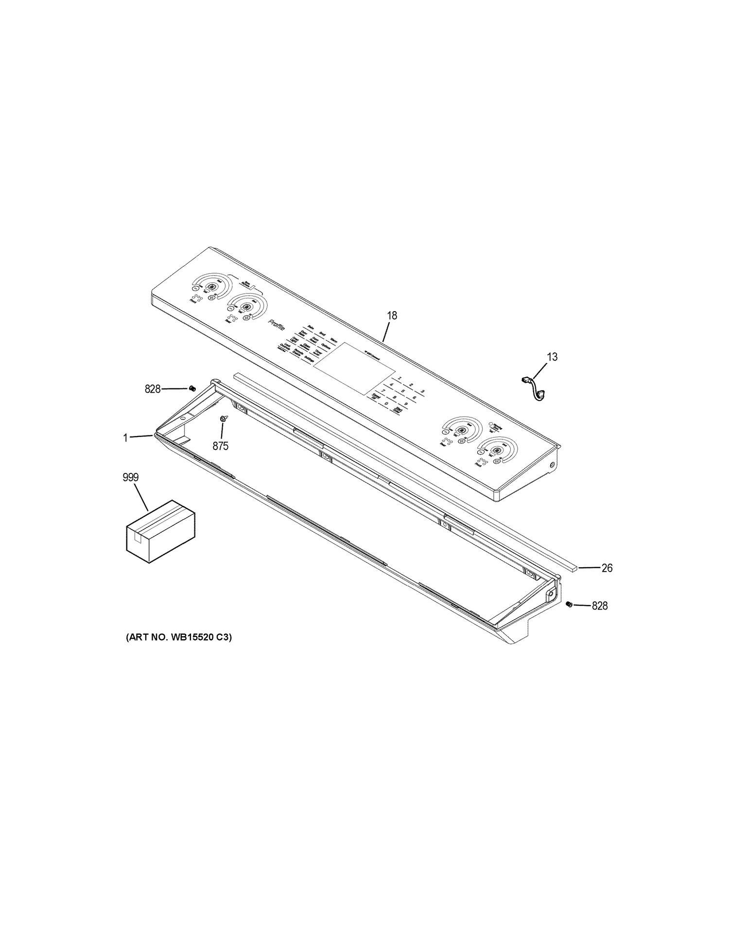 CONTROL PANEL Diagram and Parts List for PHS930BL1TS  General Electric Range