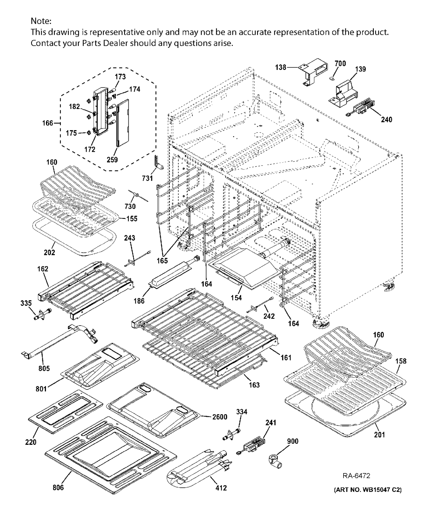 OVEN CAVITY PARTS Diagram and Parts List for ZGP486NDR4SS  General Electric Range