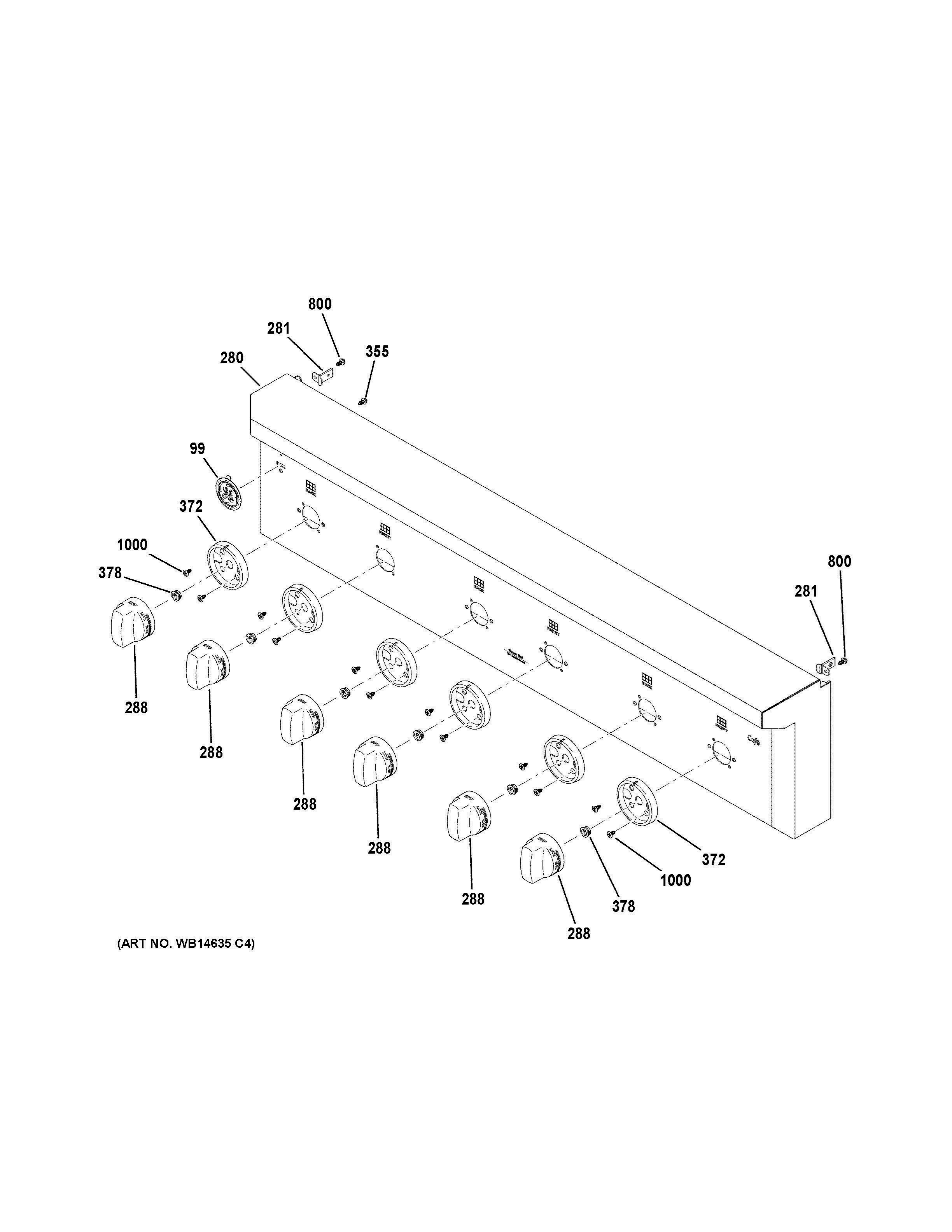 CONTROL PANEL Diagram and Parts List for CGU366SEH2SS  General Electric Range