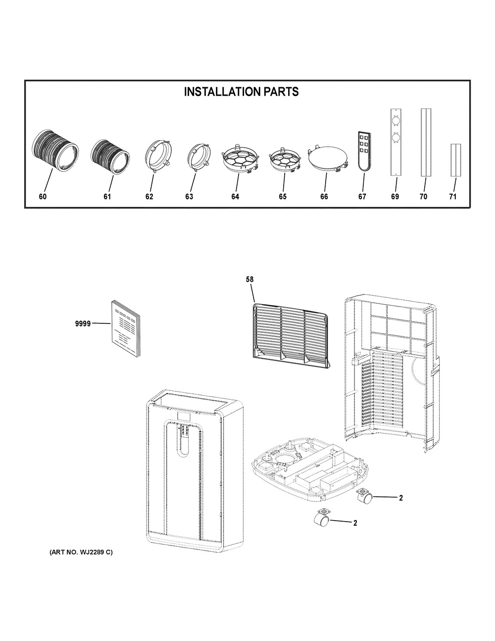Room Air Conditioner Diagram and Parts List for HPND14XCTN1  General Electric Air Conditioner