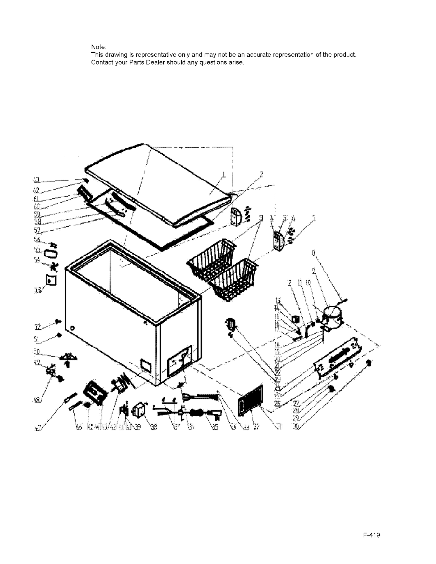 CABINET Diagram and Parts List for HFC9204A0CW  General Electric Freezer