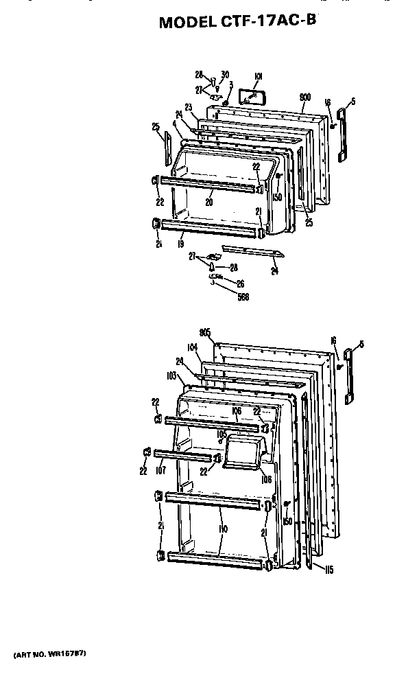 Doors Diagram and Parts List for CTF17ACB  Hotpoint Refrigerator