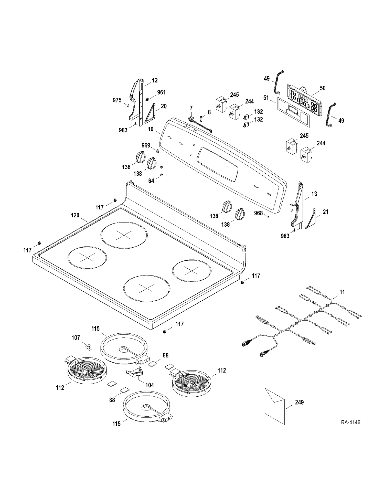 CONTROLS-COOKTOP Diagram and Parts List for JCBP630DT1WW  General Electric Range