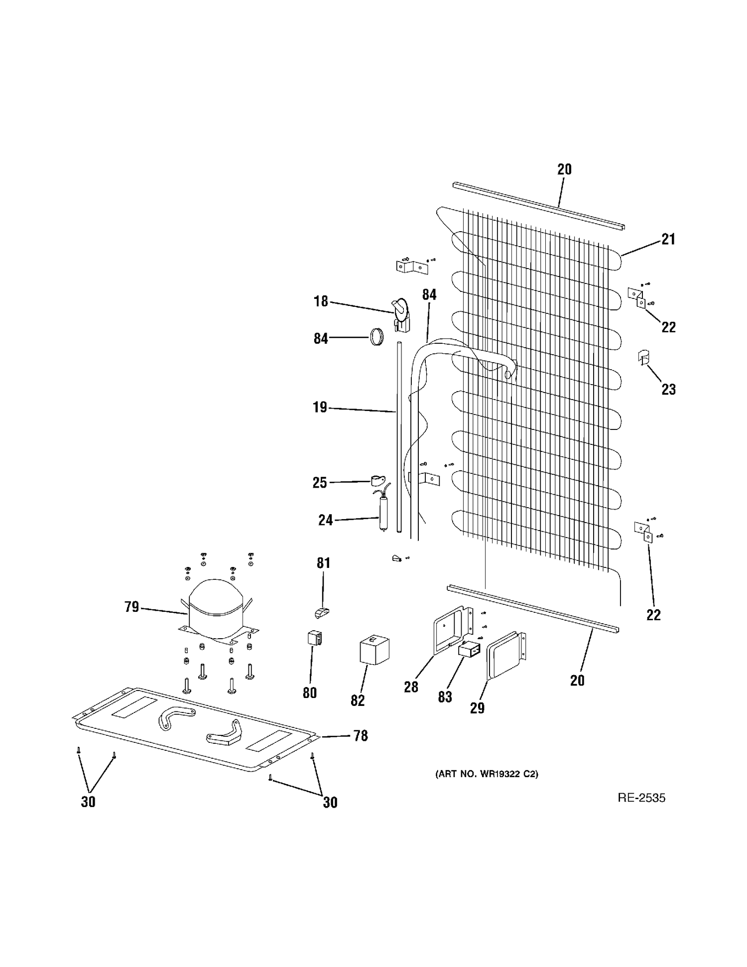 UNIT PARTS Diagram and Parts List for GTR11AAPRWWC  General Electric Refrigerator