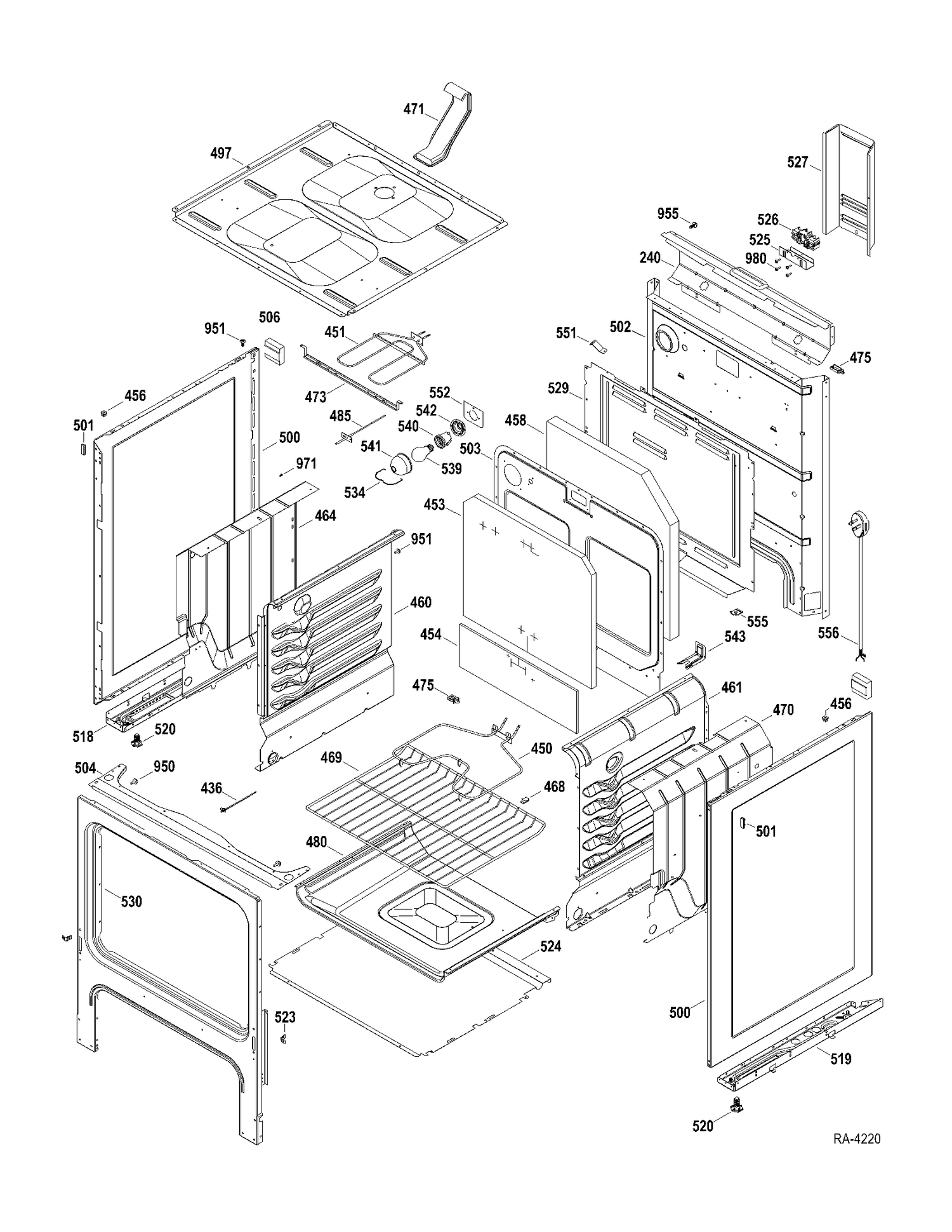CHASSIS PARTS Diagram and Parts List for JCBS630DT1WW  General Electric Range