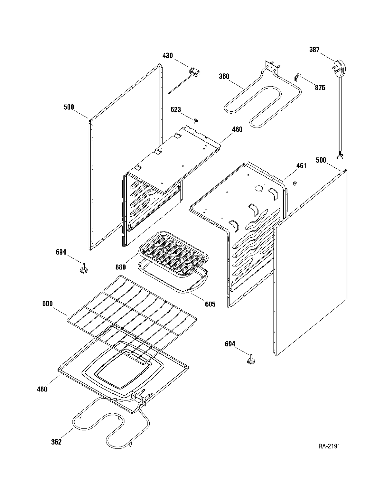 CABINET Diagram and Parts List for MCAS724L1WW  General Electric Range