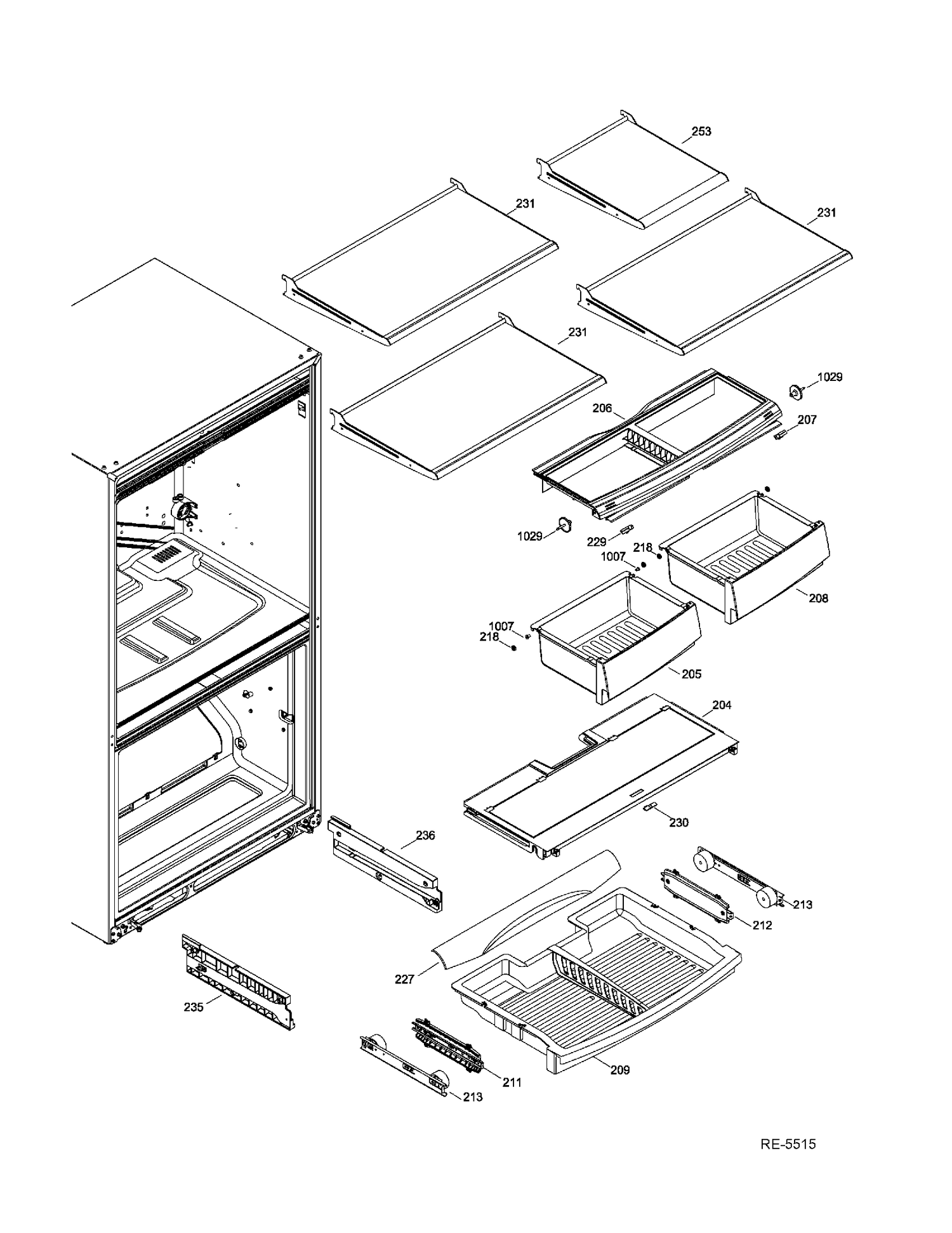 FF SHELVES Diagram and Parts List for GFMS5HFFASS  General Electric Refrigerator