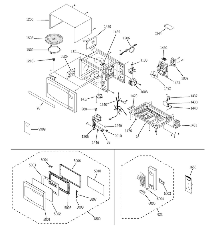 Microwave Diagram and Parts List for JE2160BF01  General Electric Microwave