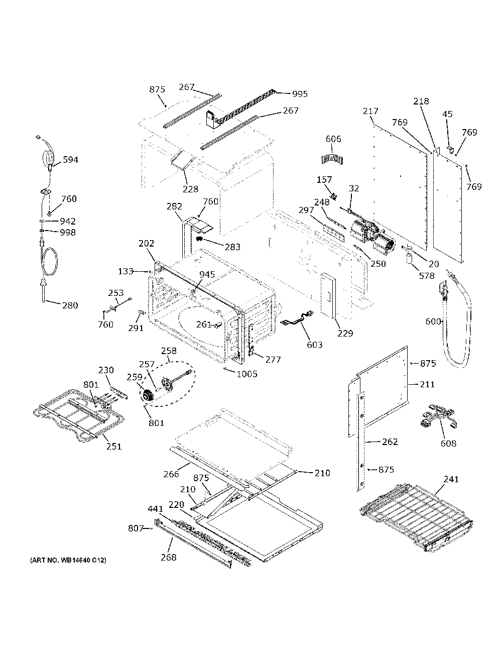Lower Oven Diagram and Parts List for CTS92DM2N2S5  General Electric Range
