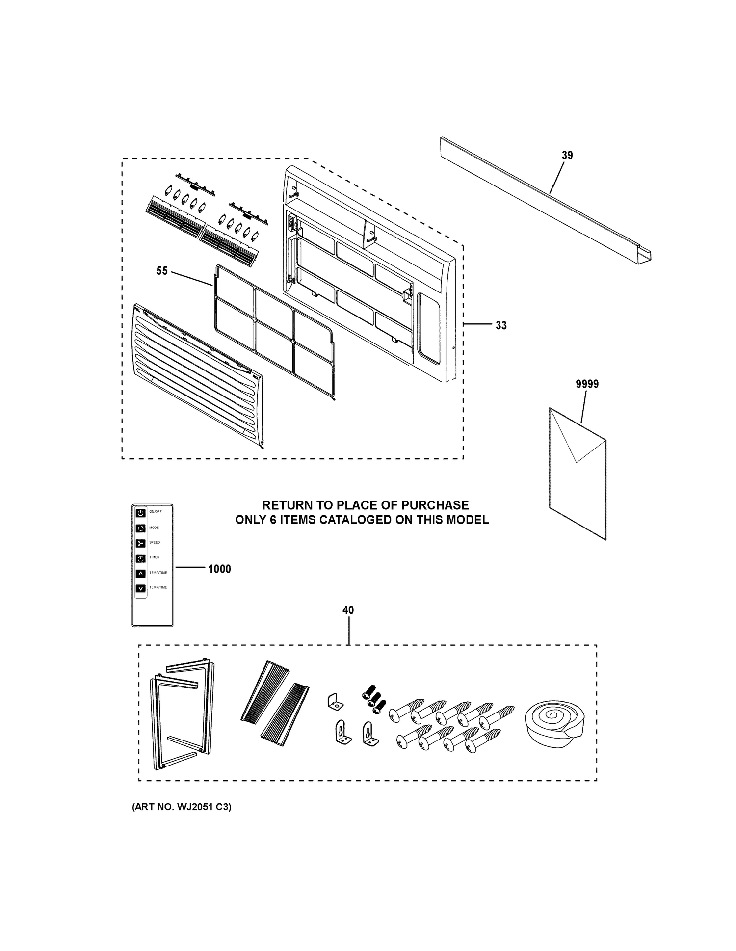 ROOM AIR CONDITIONER Diagram and Parts List for AHH06LWW2  General Electric Air Conditioner