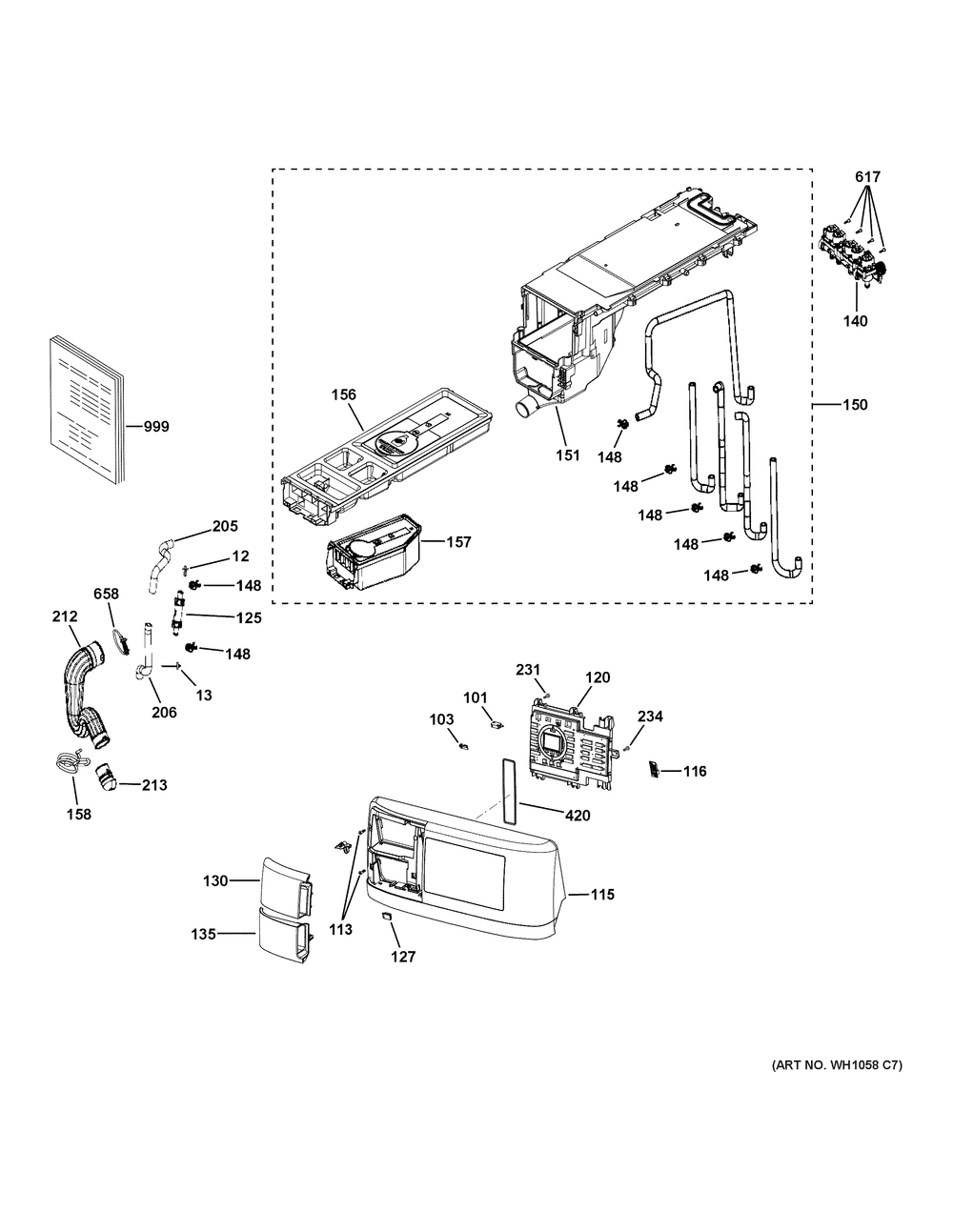 Controls And Dispenser Diagram and Parts List for PFQ97HSPV2DS  General Electric Air Conditioner