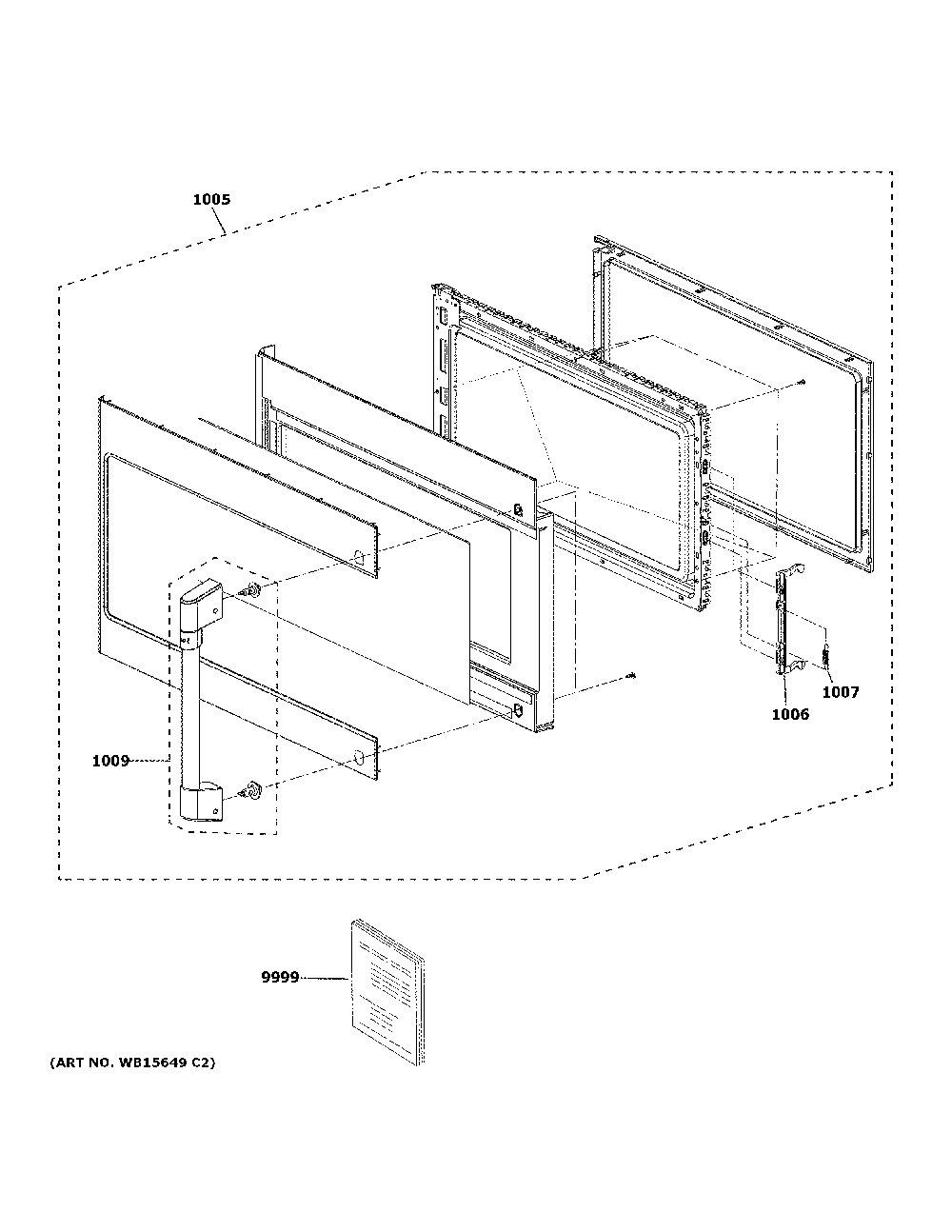 Door parts Diagram and Parts List for CVM517P2M5S1  General Electric Microwave