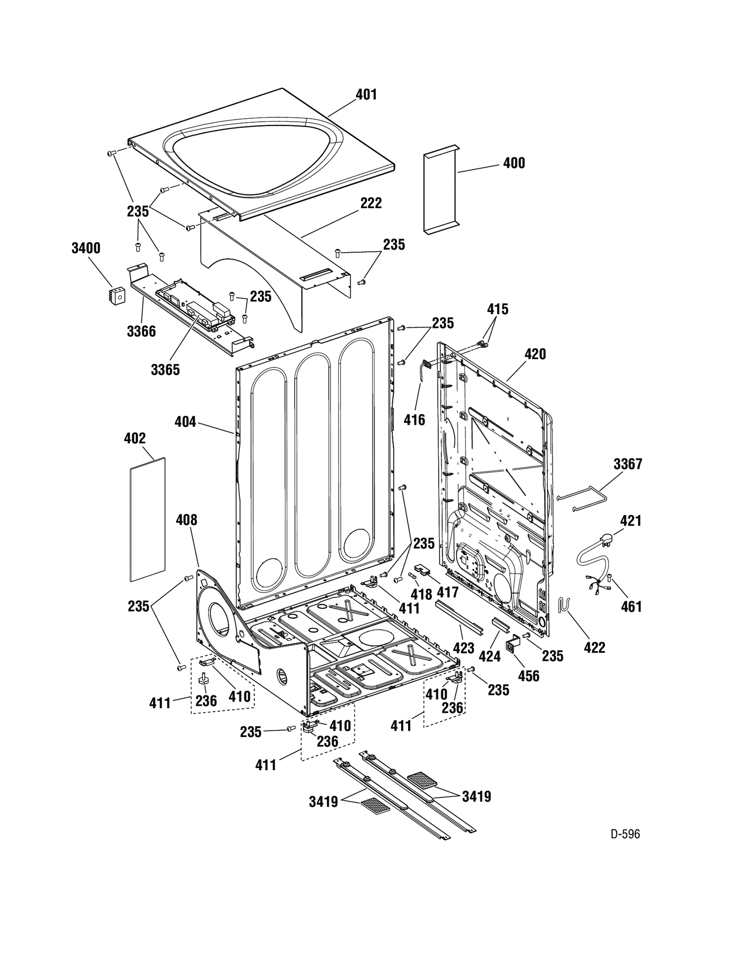CABINET Diagram and Parts List for UPVH880GJ0MV  General Electric Dryer