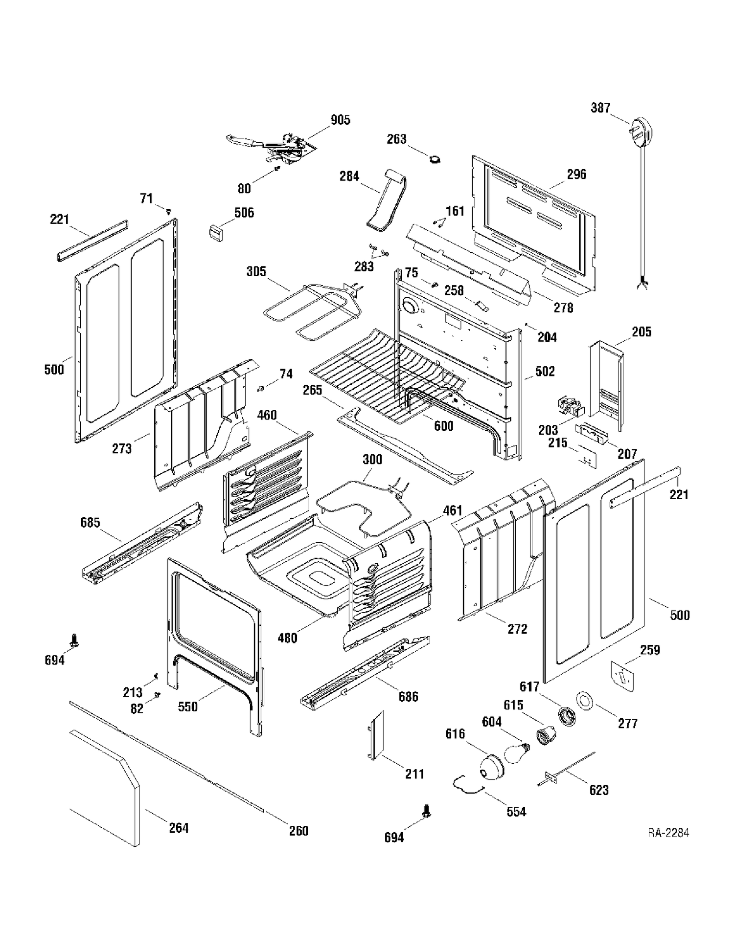 BODY PARTS Diagram and Parts List for JCBP63SK4SS  General Electric Range