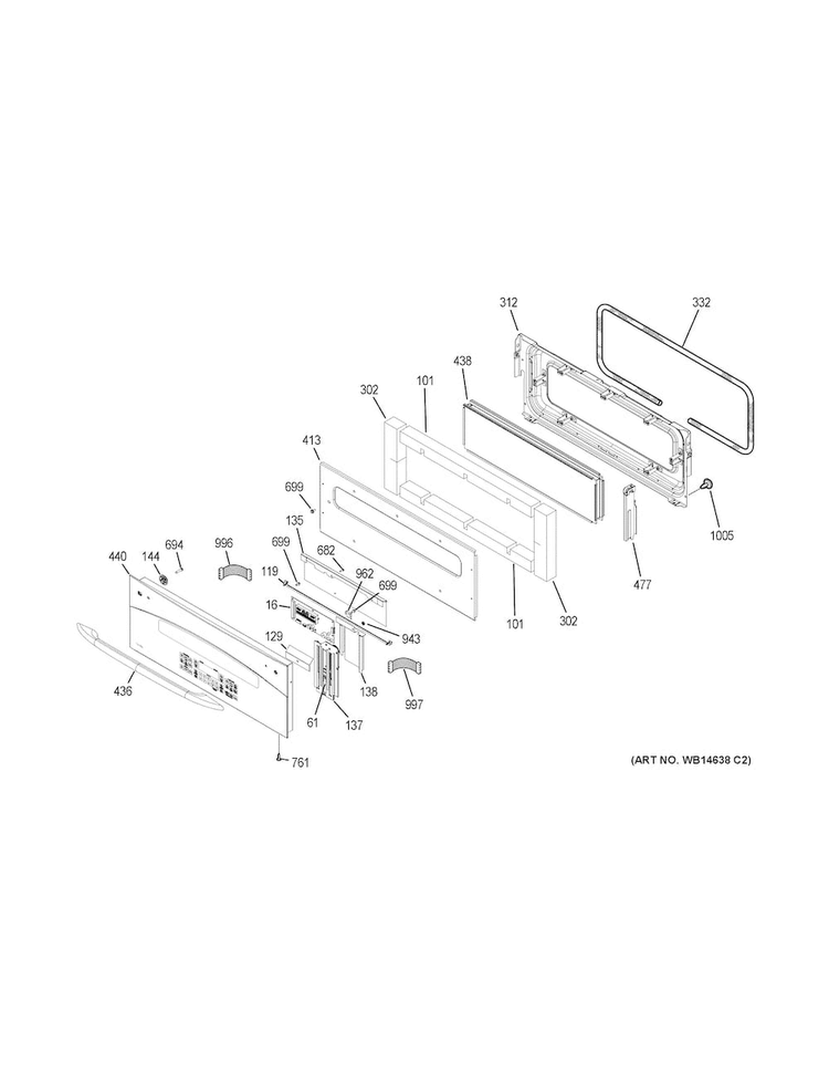 Control Panel Diagram and Parts List for PT925SN5SS  General Electric Wall Oven