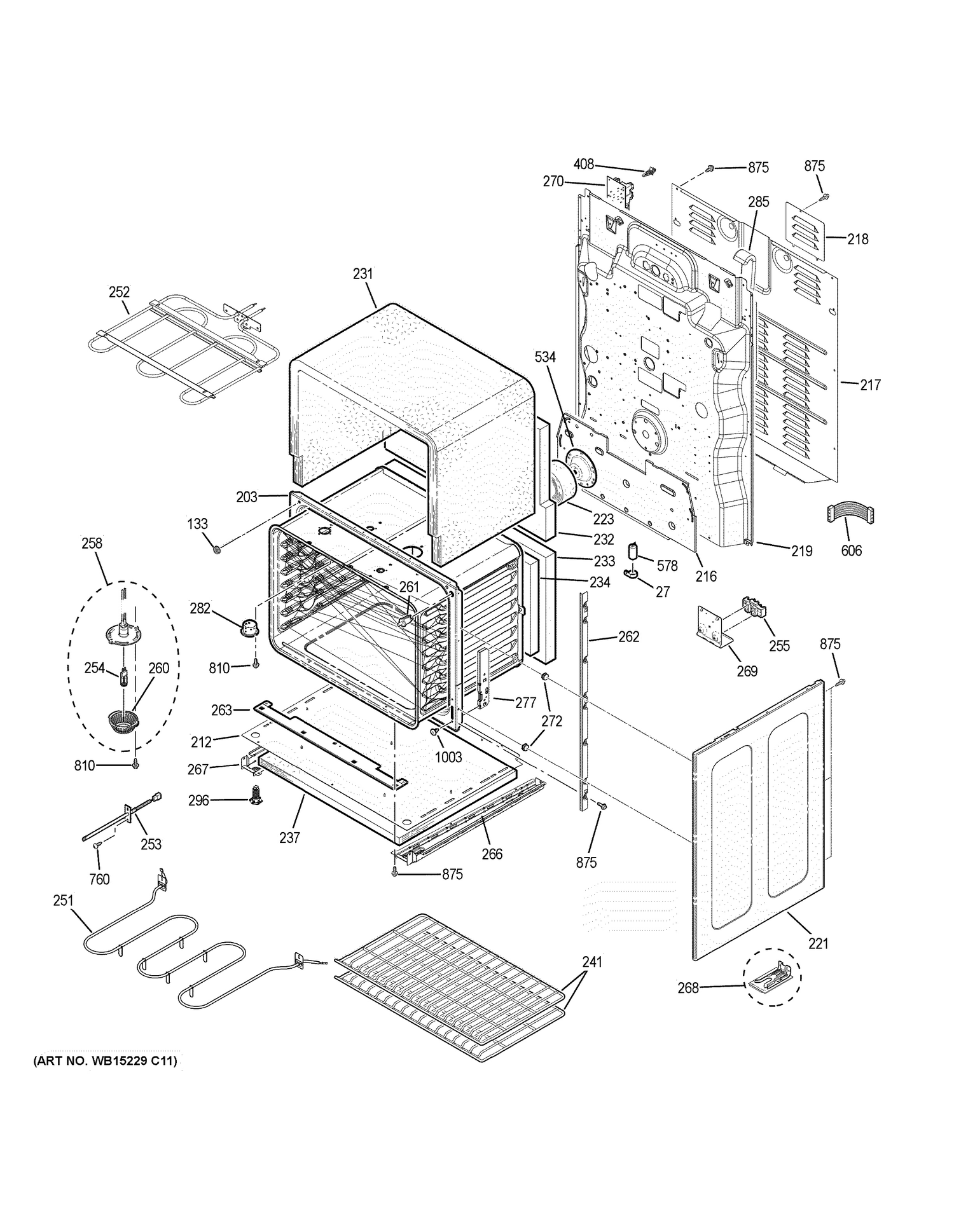 LOWER OVEN Diagram and Parts List for JB860EJ4ES  General Electric Range