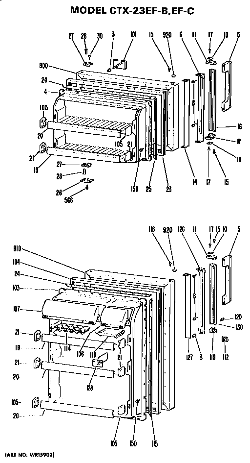 Doors Diagram and Parts List for CTX23EFB  Hotpoint Refrigerator