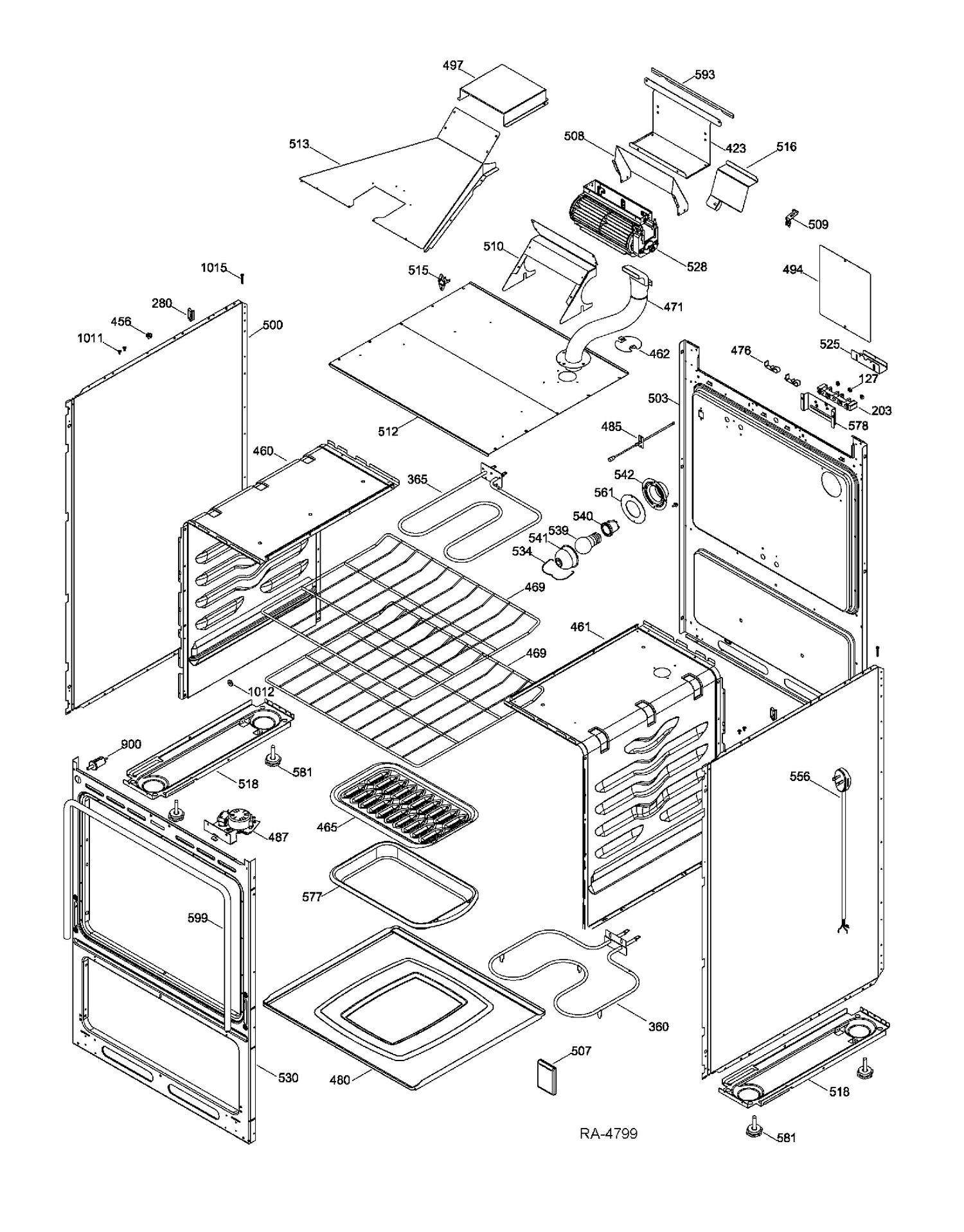 BODY PARTS Diagram and Parts List for JCAP760BM2BB  General Electric Range