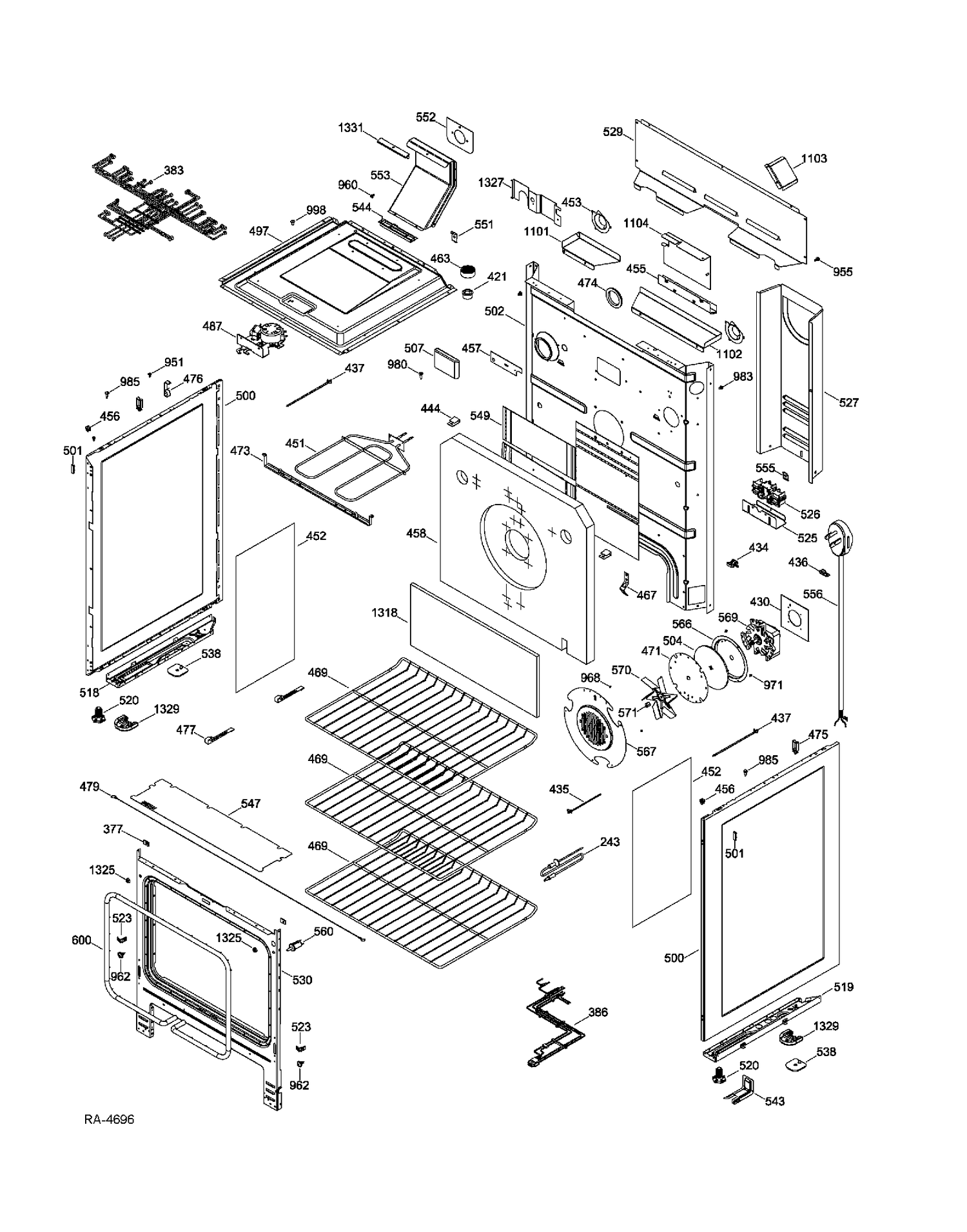 BODY PARTS Diagram and Parts List for PC2B930DET1BB  General Electric Range
