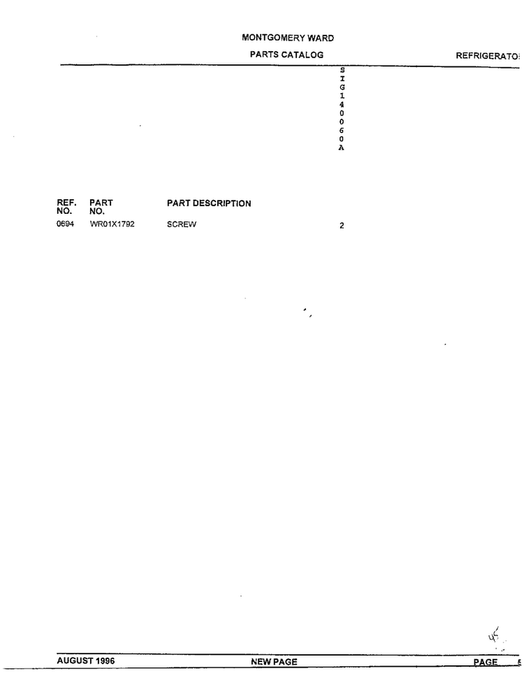 Cabinet Page 3 Diagram and Parts List for 140060A  General Electric Refrigerator