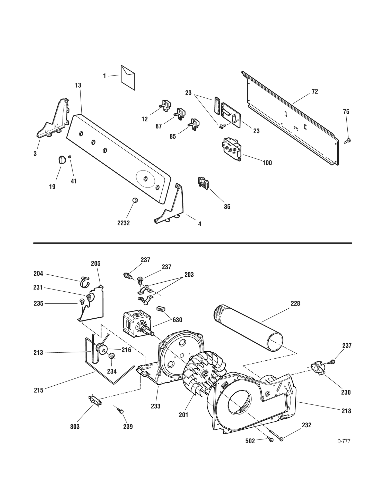 CONTROLS Diagram and Parts List for GTMN500EM1WS  General Electric Dryer
