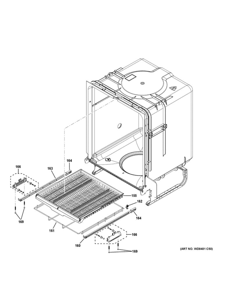 Body Parts 2 Diagram and Parts List for GDT630PFM5DS  General Electric Dishwasher