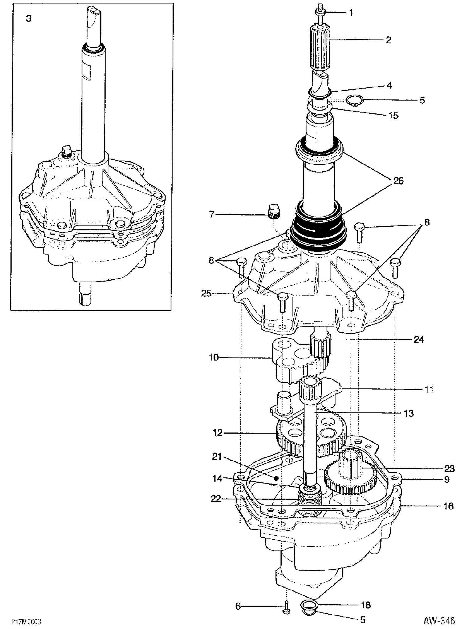 TRANSMISSION Diagram and Parts List for 52750 MLC275CW1 General Electric Washer