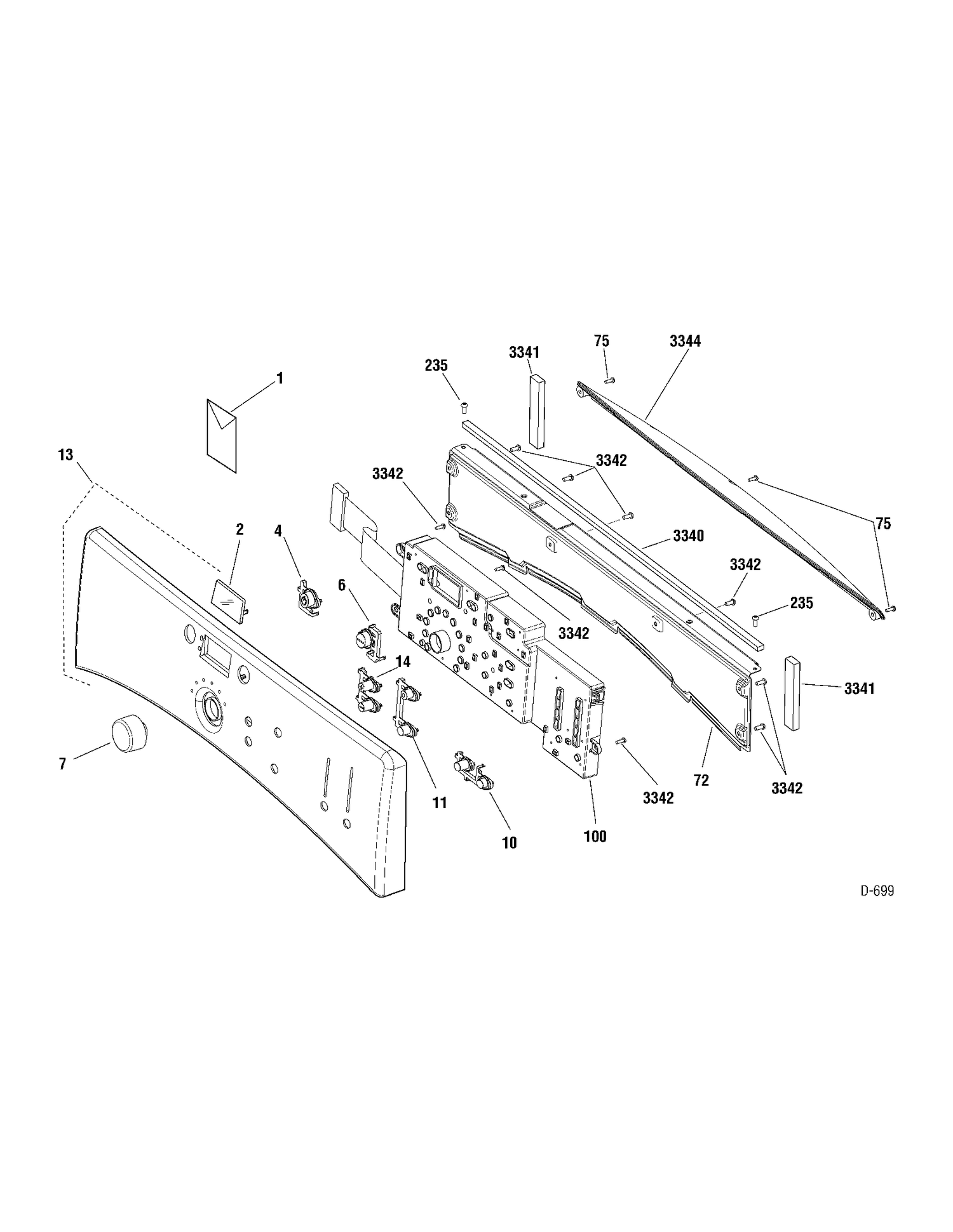 CONTROL PANEL Diagram and Parts List for GFMN100EL0WW  General Electric Dryer