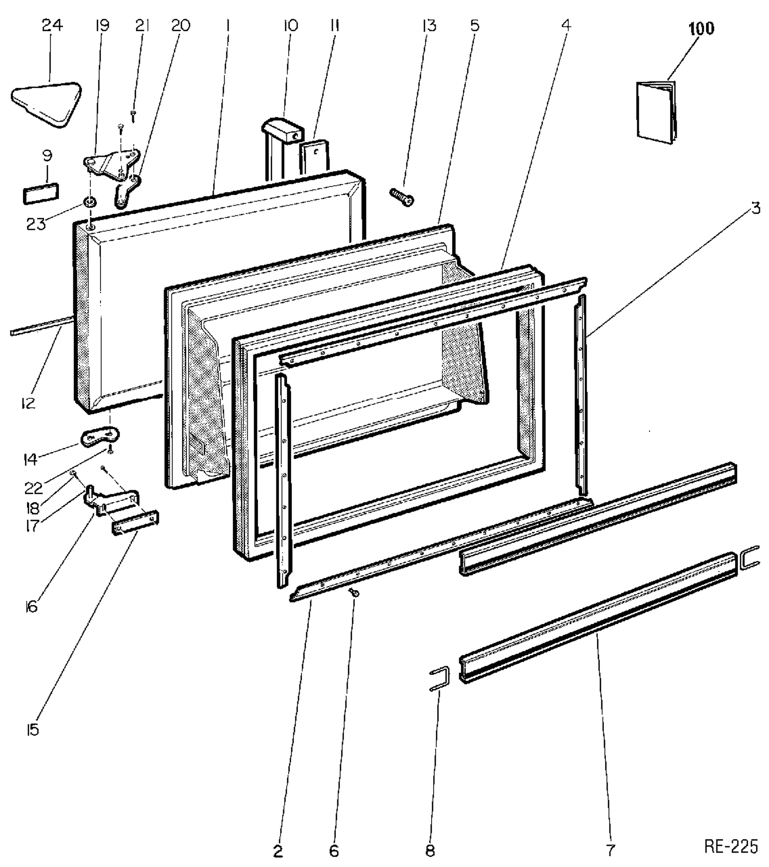 FREEZER DOOR Diagram and Parts List for 35311-1  General Electric Refrigerator