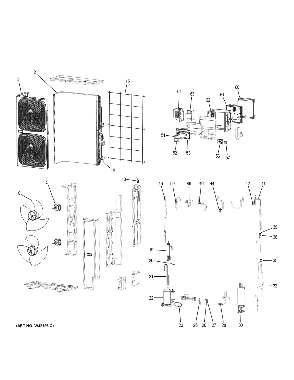 Room Air Conditioner Diagram and Parts List for MVHP056MV2AA  General Electric Air Conditioner