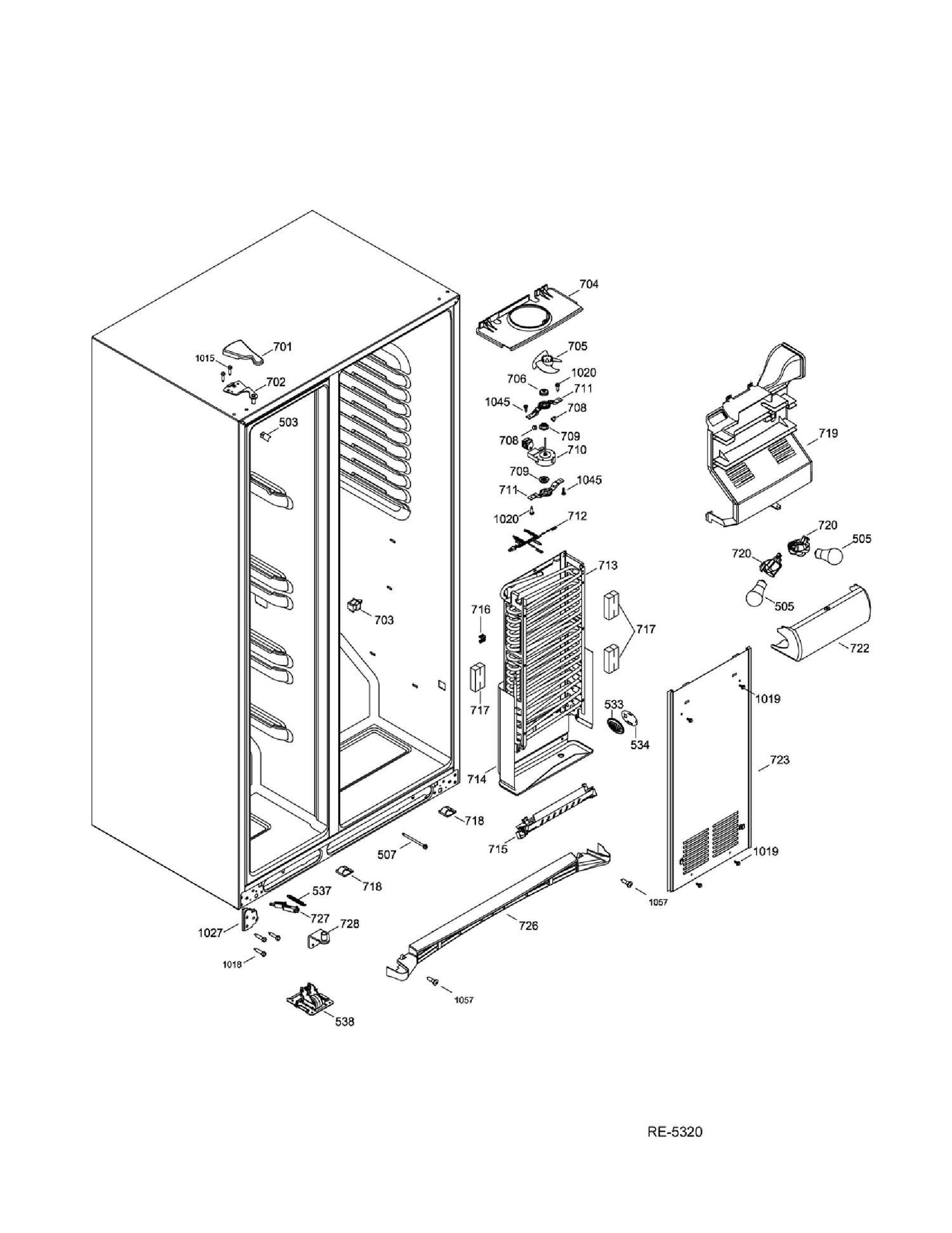 FZ FUNCTIONAL PARTS Diagram and Parts List for DSRS5KGXIFGS  General Electric Refrigerator