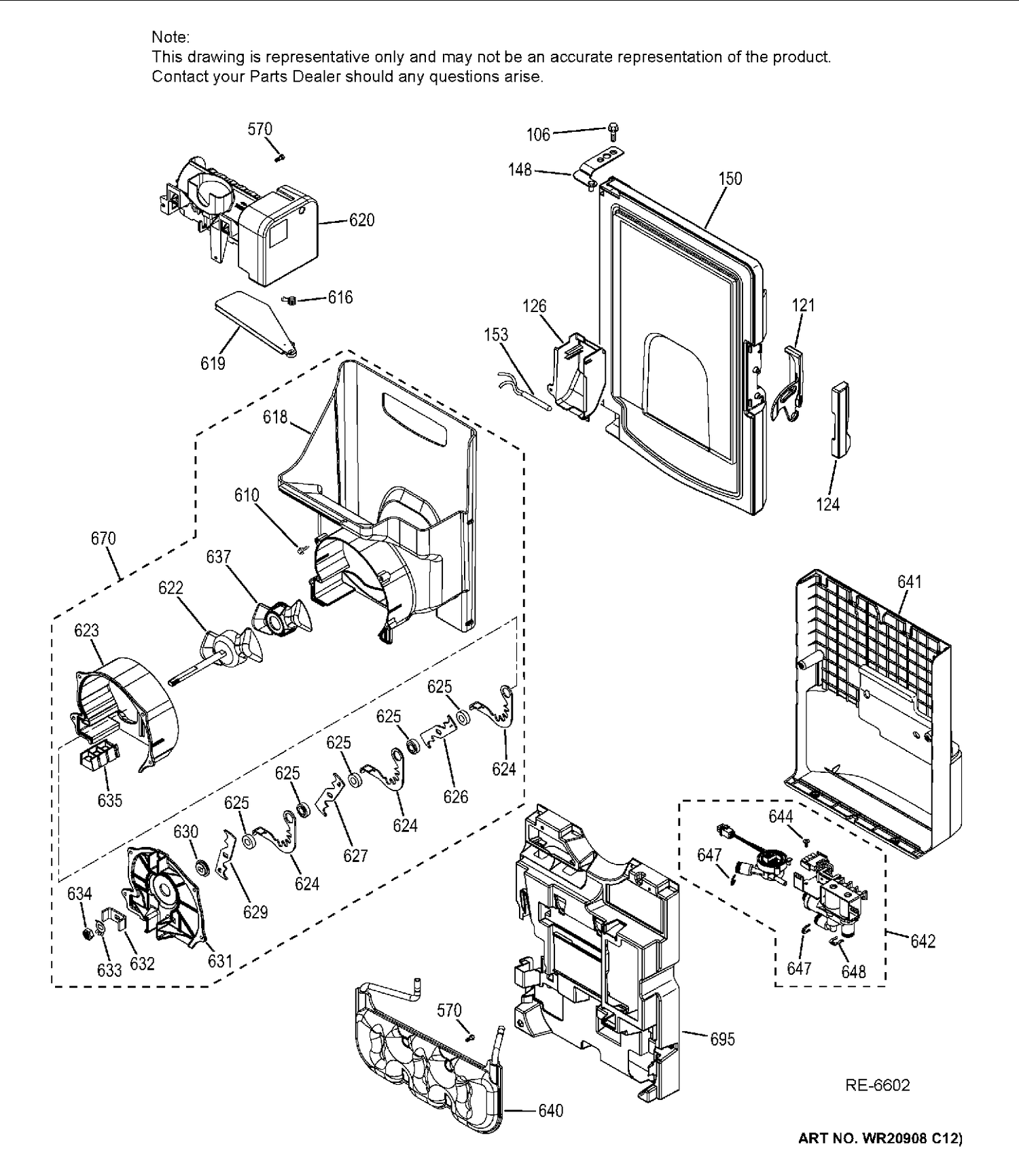 ICE MAKER & DISPENSER Diagram and Parts List for PYE22PSHISS  General Electric Refrigerator