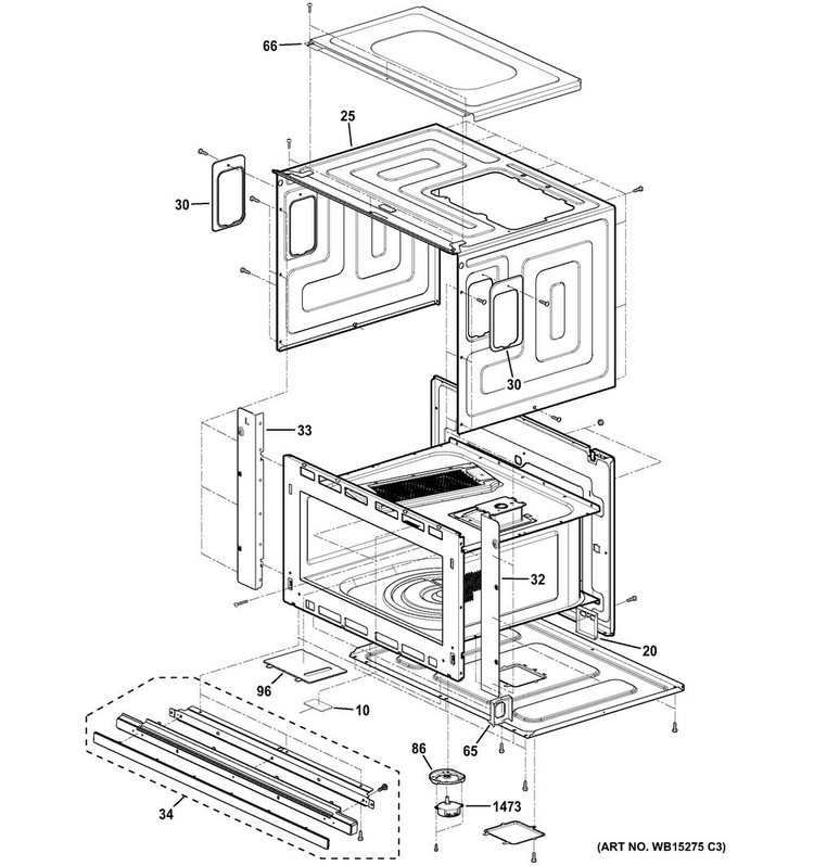 Oven Cavity Parts Diagram and Parts List for PSB9100SF2SS  General Electric Microwave