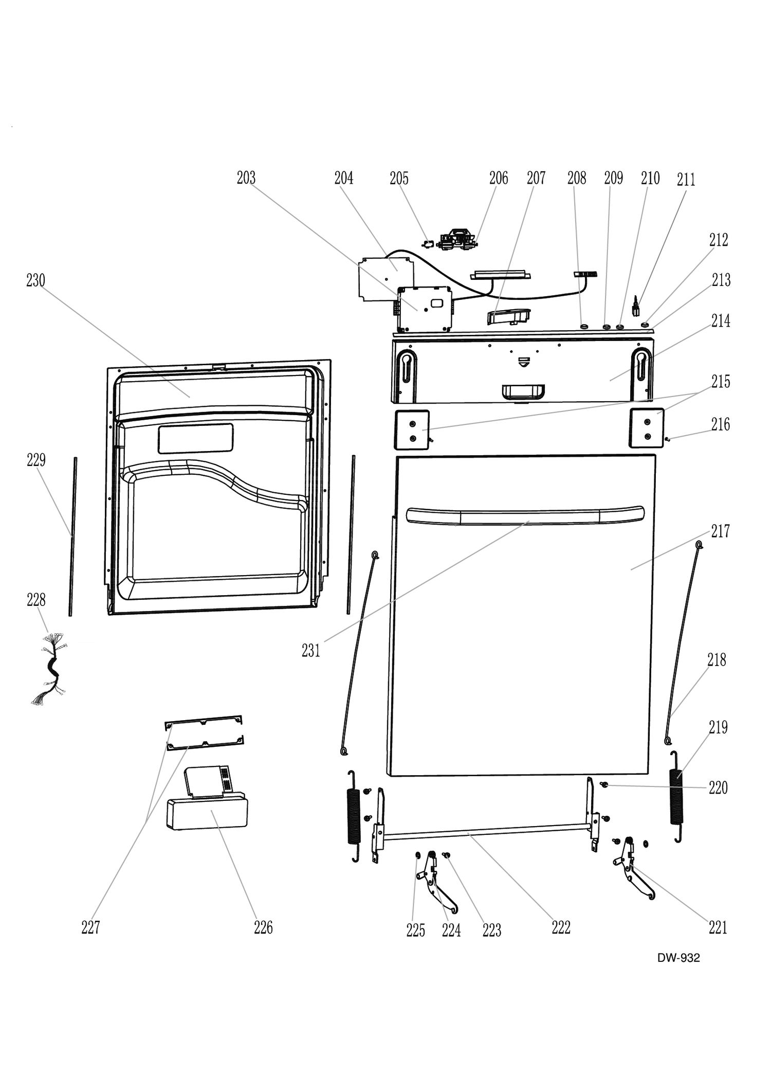 ESCUTCHEON & DOOR ASM Diagram and Parts List for GDT690SGF0WW  General Electric Dishwasher