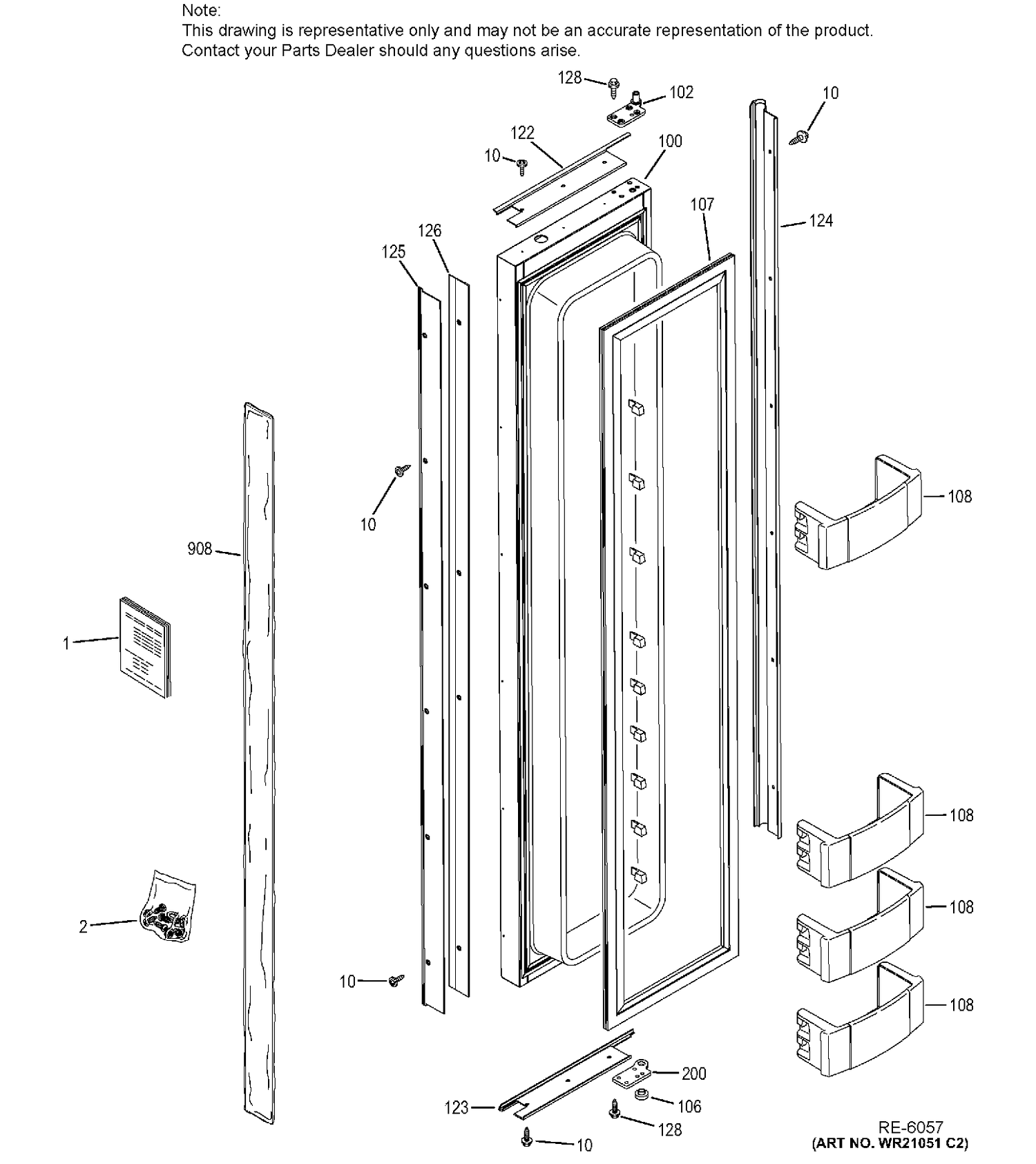 FREEZER DOOR Diagram and Parts List for ZIS420NHA  General Electric Refrigerator