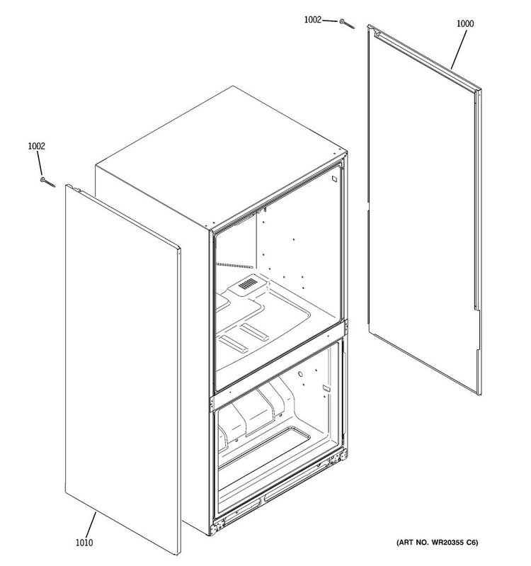 Clad Components Diagram and Parts List for CFCP1RKBASS  General Electric Refrigerator