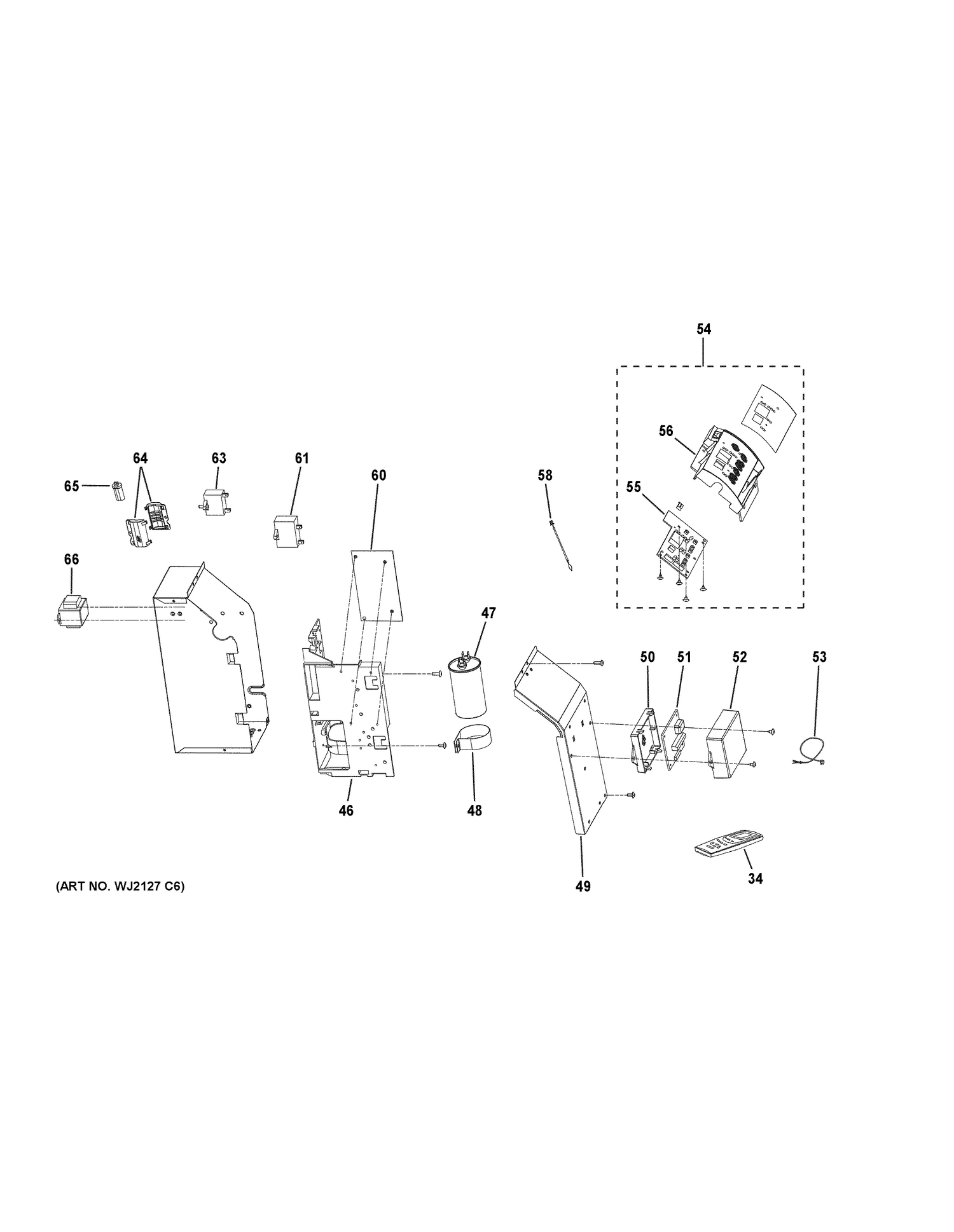 CONTROL PARTS Diagram and Parts List for AJEQ10DCFL2  General Electric Air Conditioner