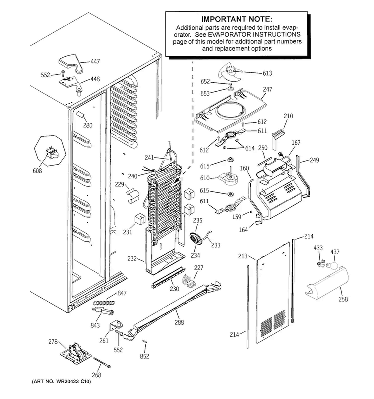 Freezer Section Diagram and Parts List for GSS25GGHBCWW  General Electric Refrigerator