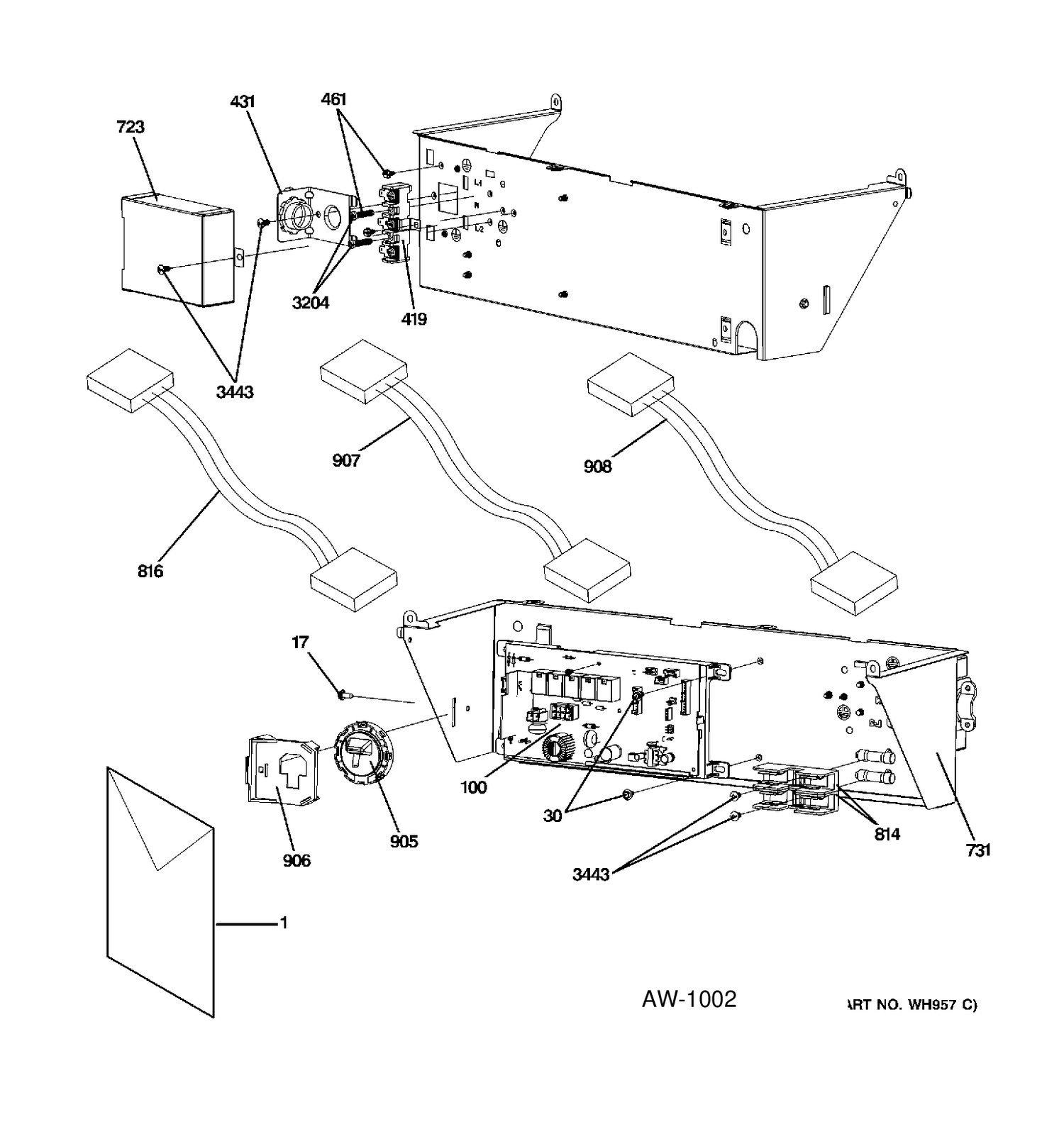 CONTROLS Diagram and Parts List for C978-97222210  General Electric Washer