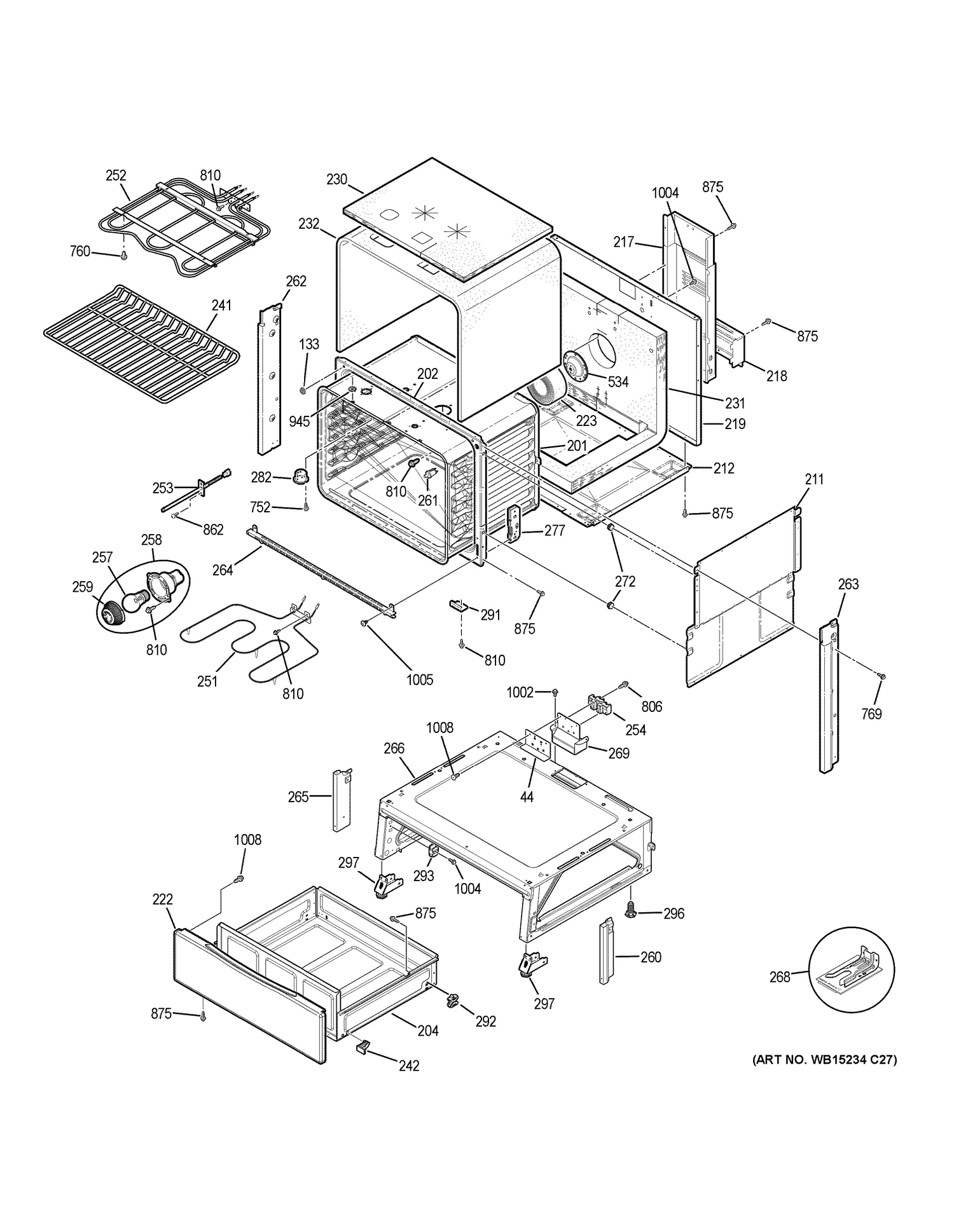 BODY PARTS Diagram and Parts List for JS630DF5WW  General Electric Range
