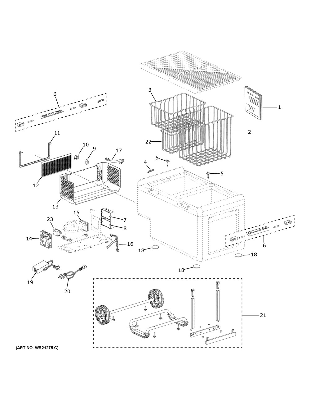 Freezer Diagram and Parts List for PRV03ATTBBB  General Electric Freezer