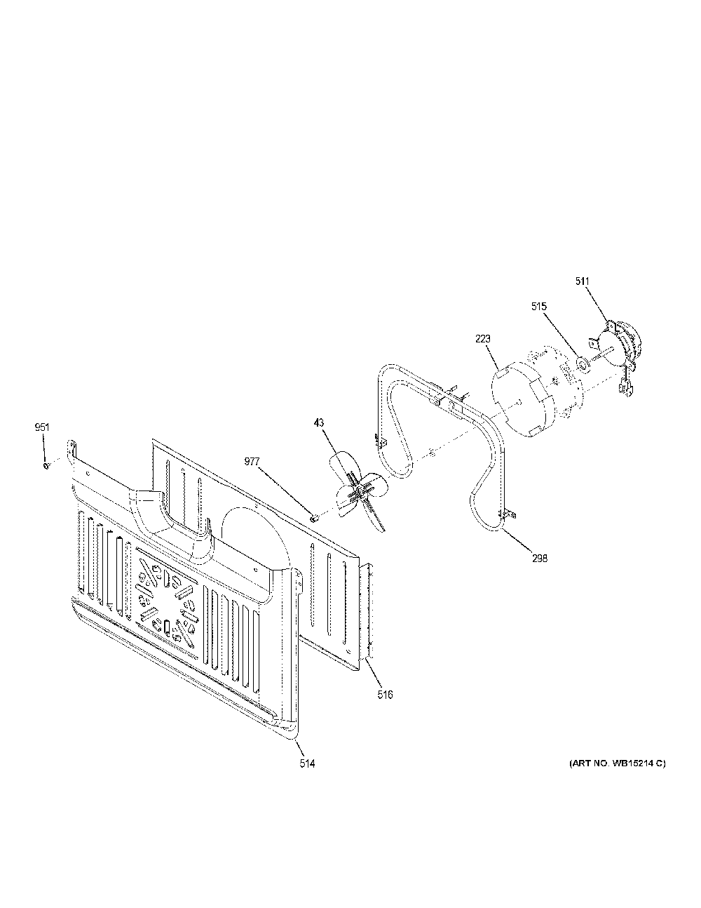 Convection Fan Diagram and Parts List for CKS70DP2N3S1  General Electric Wall Oven