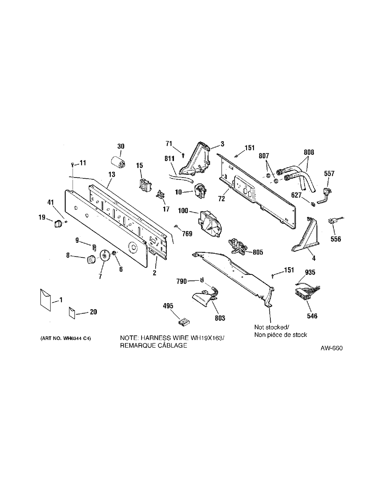 CONTROL PANEL Diagram and Parts List for GKSR2120DCWW  General Electric Washer
