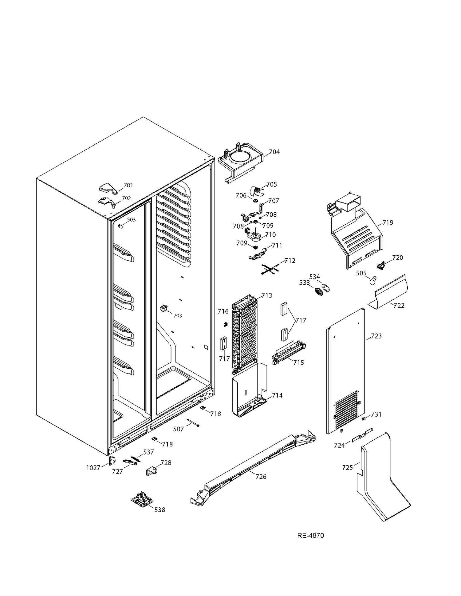 FZ SECTION Diagram and Parts List for GSRS3KLXGFSV  General Electric Refrigerator
