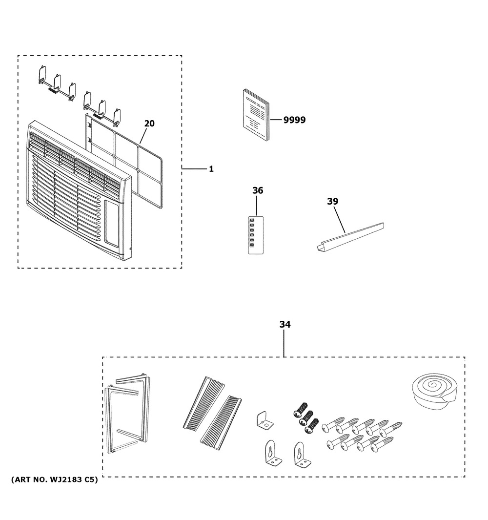 Room Air Conditioner Diagram and Parts List for AHEE06ACQ1  General Electric Air Conditioner