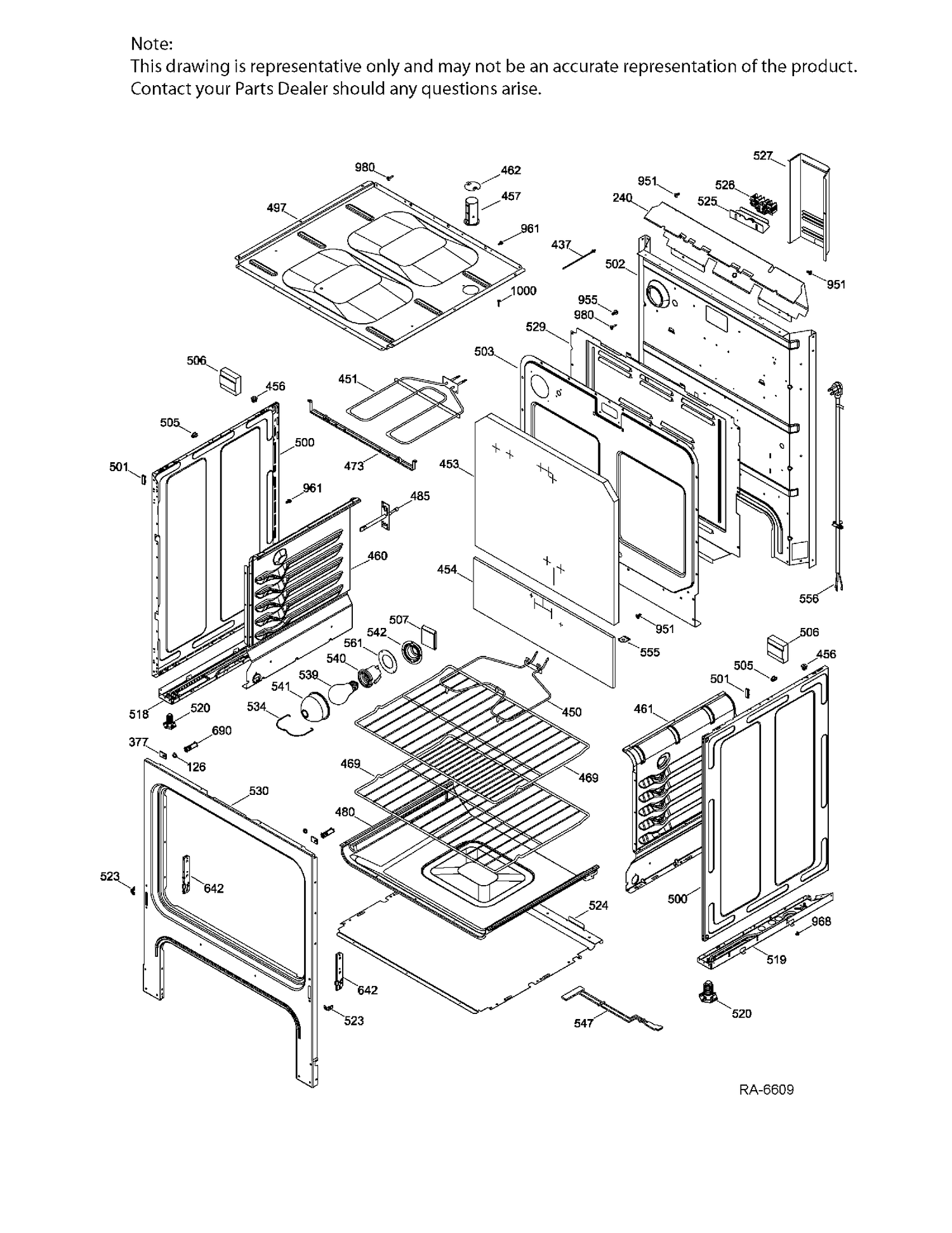 BODY PARTS Diagram and Parts List for JCBS280DT3WW  General Electric Range