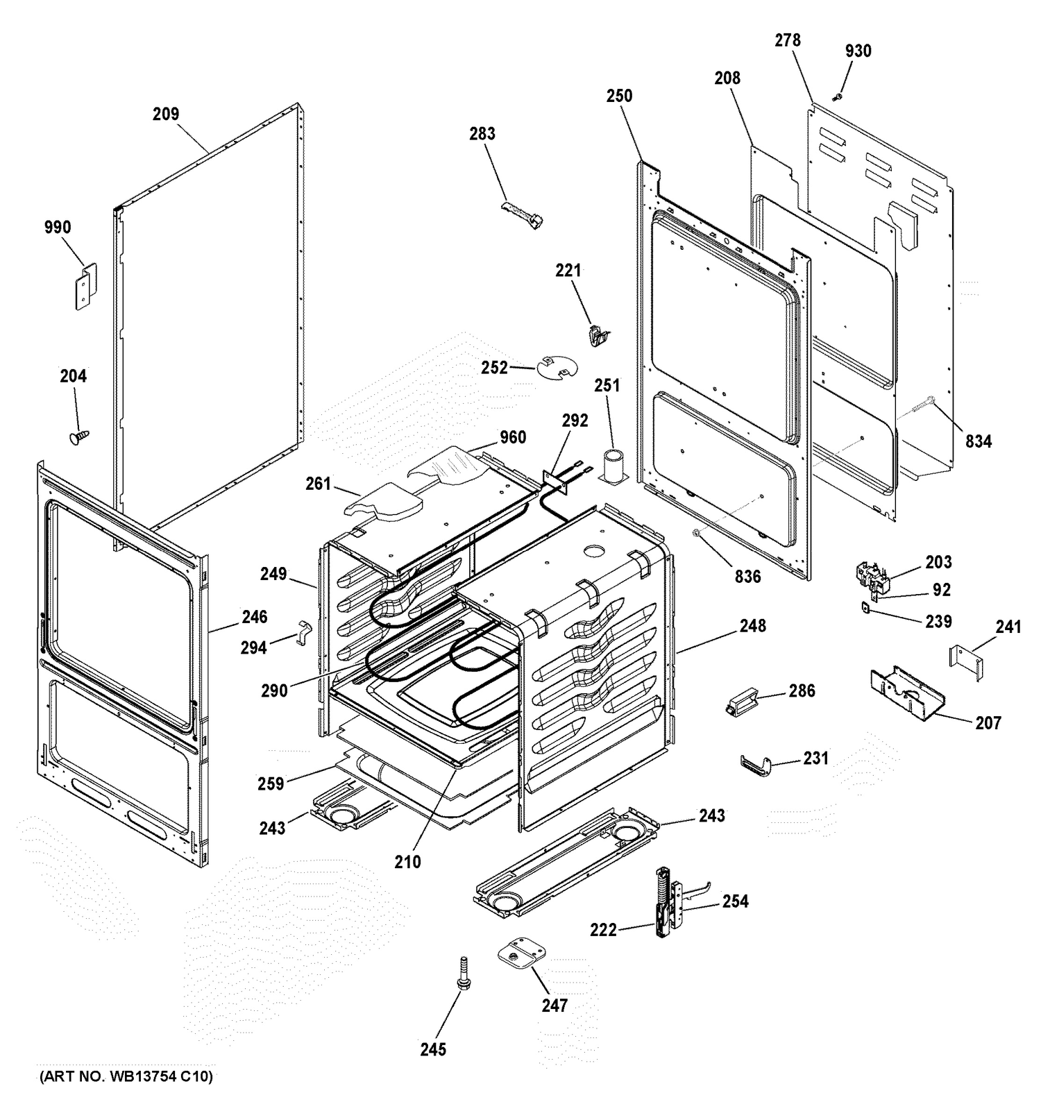 BODY PARTS Diagram and Parts List for RA724K5WH  General Electric Range