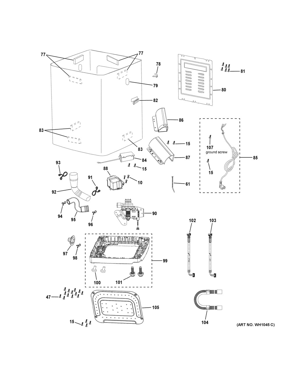 Cabinet Diagram and Parts List for GNW128SSM0WW  General Electric Dishwasher
