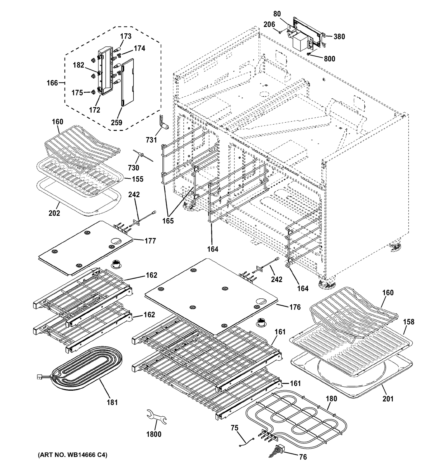 OVEN CAVITY PARTS Diagram and Parts List for ZDP484LGP7SS  General Electric Range