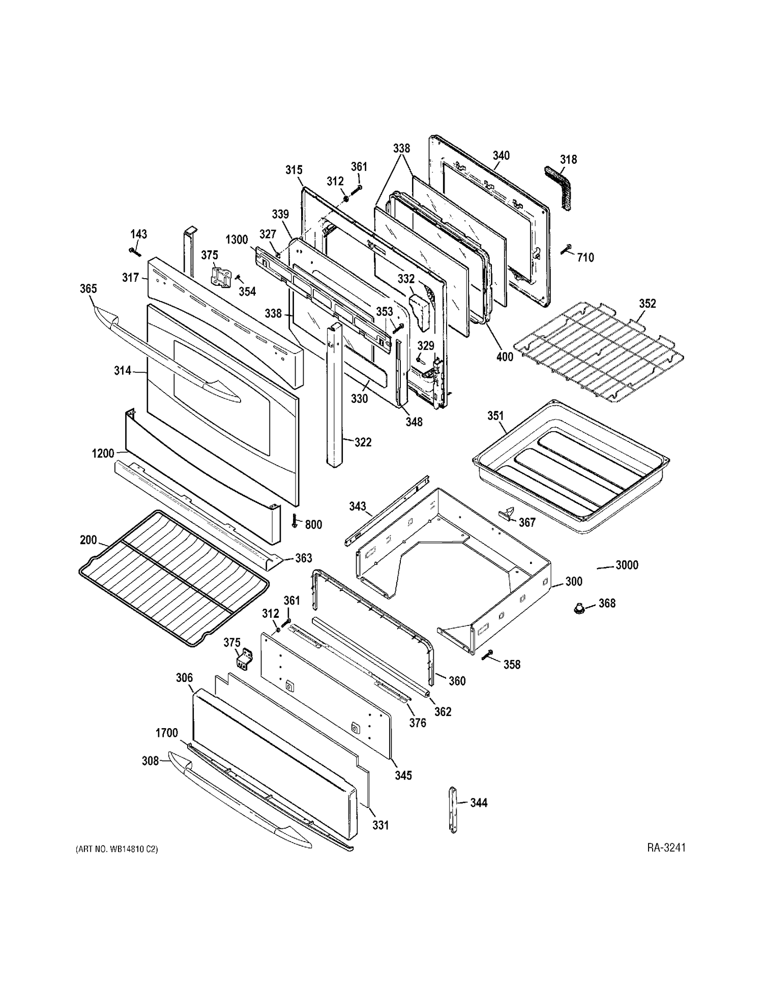 DOOR Diagram and Parts List for PGBS975SEM4SS  General Electric Range